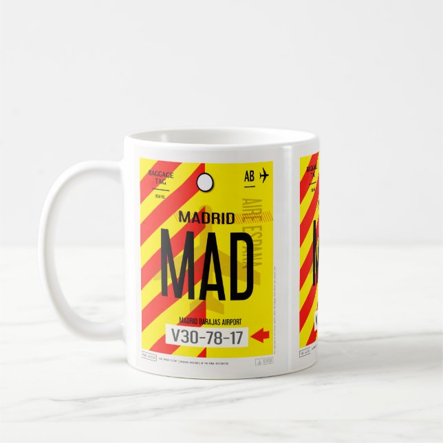 Madrid Airport Bagageaffisch Kaffe Mugg  (Vänster)