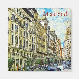 Madrid. Arkitektur vid Gran Vía. Magnet