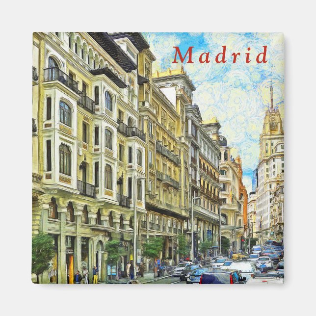 Madrid. Arkitektur vid Gran Vía. Magnet (Framsidan)