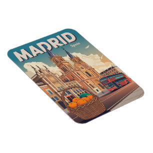 Madrid buss Spanien vintage resminnen, presenter Magnet