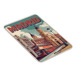 Madrid buss Spanien vintage resminnen, presenter Magnet