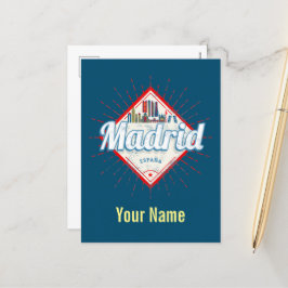 Madrid Capital Spain Retro Skyline Vintage Helg Vykort