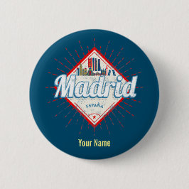 Madrid Capital Spain Retro Skyline Vintage Knapp