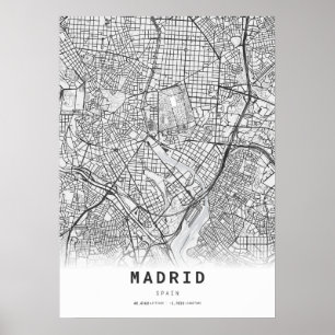 Madrid Cartography City Karta Poster