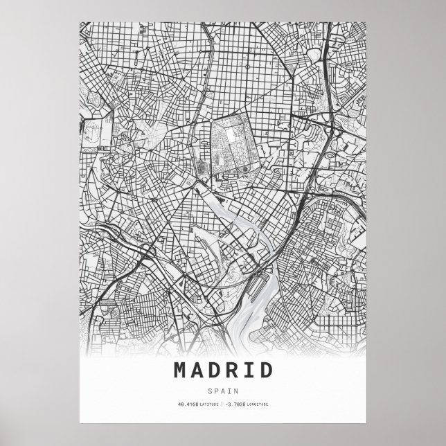 Madrid Cartography City Karta Poster (Framsidan)