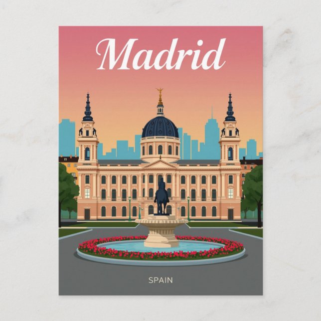 Madrid City Hall Palace & Fountain Vykort (Framsida)