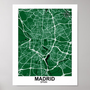 Madrid City Karta Poster