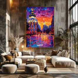 Madrid City Skyline Poster - Iconic Spain Art