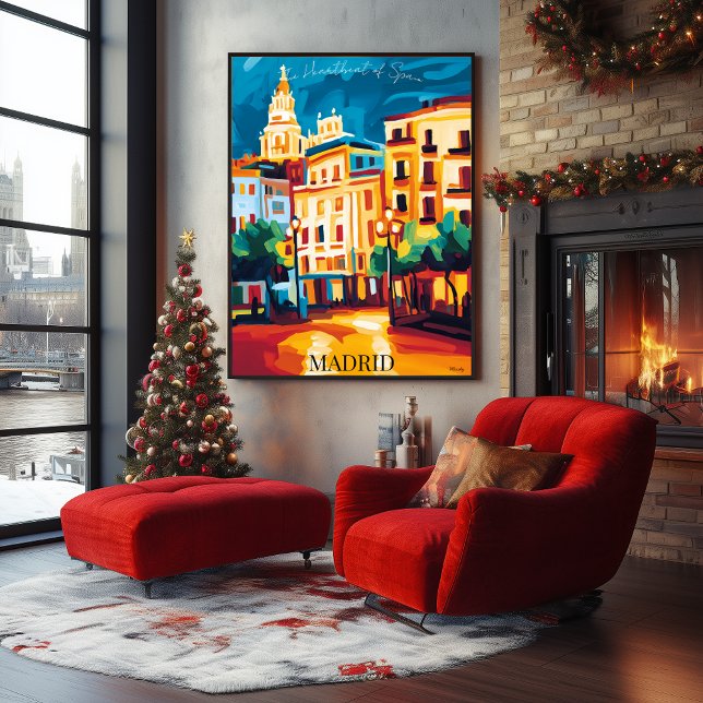 Madrid Cityscape Iconic i Abstrakt Fauvist stil Poster (Skapare uppladdad)