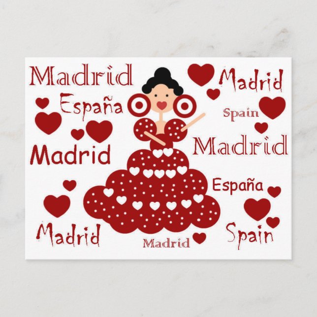 Madrid España muñeca flamenca Vykort (Framsida)