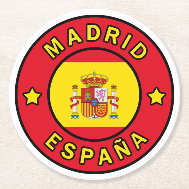 Madrid España Underlägg Papper Rund (Framsidan)