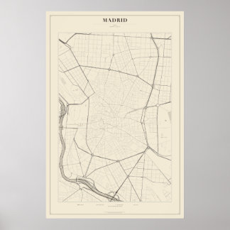 Madrid Gatukartaaffisch Poster