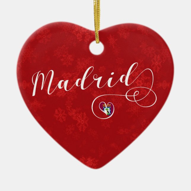 Madrid Heart, Julgran Ornament, Spanien Julgransprydnad Keramik (Framsidan)