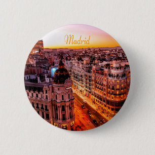 Madrid Huvudstad City Skyline Knapp