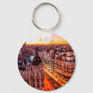 Madrid Huvudstad City Skyline Nyckelring