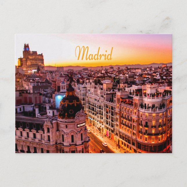 Madrid Huvudstad City Skyline Vykort (Framsida)