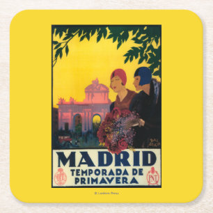 Madrid i Springtime reser den befordrings- Underlägg Papper Kvadrat