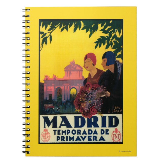 Madrid i Springtime Travel Promotional Poster Anteckningsbok Med Spiral (Framsidan)