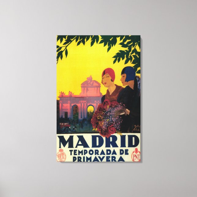 Madrid i Springtime Travel Promotional Poster Canvastryck (Framsida)