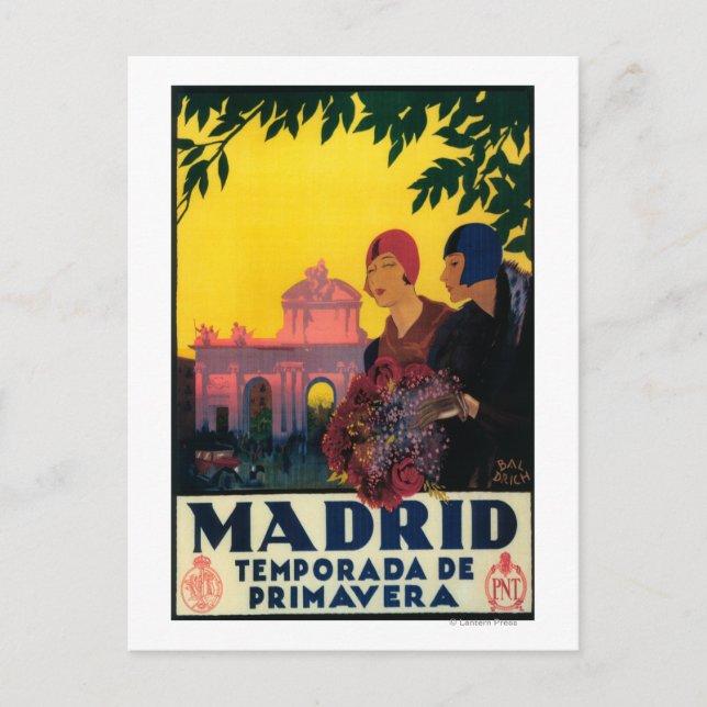 Madrid i Springtime Travel Promotional Poster Vykort (Framsida)