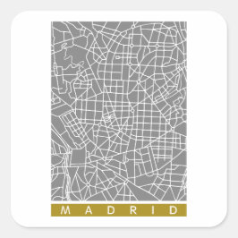 Madrid karta fyrkantigt klistermärke