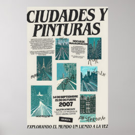 Madrid Konstutställning Poster Spansk Stadssiluett