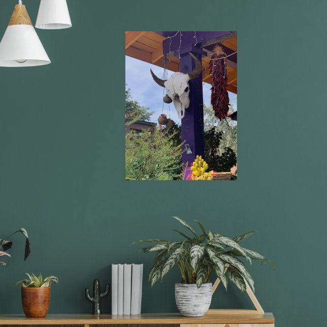 Madrid NM Bull Skull Red chile ristra Poster (Vardagsrum 1)