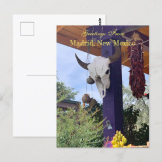 Madrid NM Bull Skull Red chile ristra Vykort