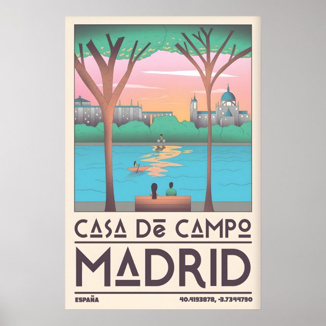 Madrid Resemalmanackaffisch Väggkonst Vintage Stil (Framsidan)