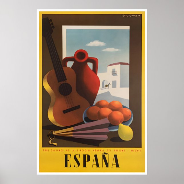 Madrid Resemålning Plakat Spanien Konst Spansk Try Poster (Framsidan)