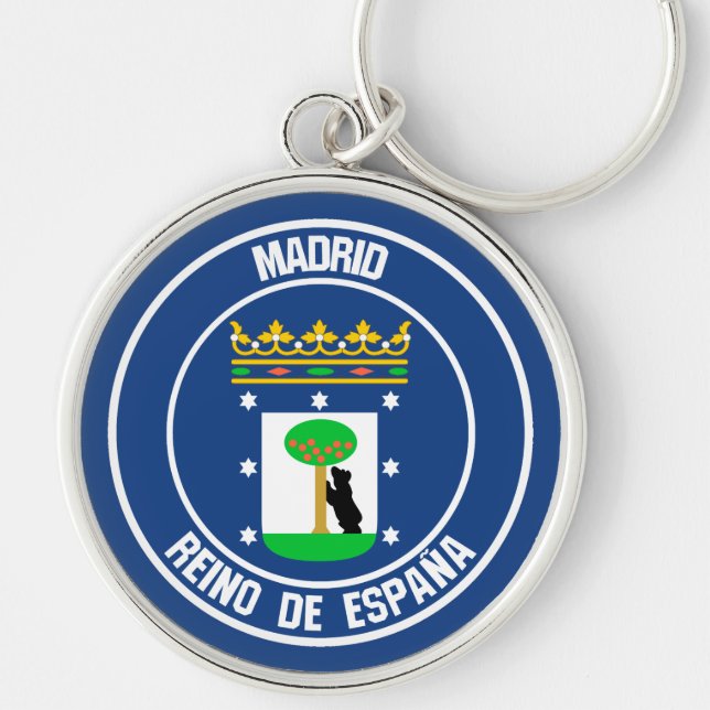 Madrid Round Emblem Rund Silverfärgad Nyckelring (Framsidan)