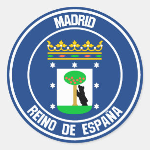 Madrid Round Emblem Runt Klistermärke