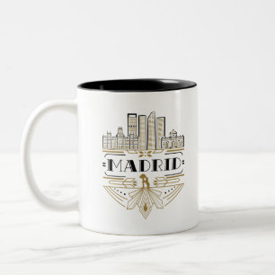 Madrid Spain Art Deco Souvenir Aesthetic Två-Tonad Mugg