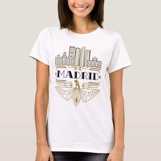 Madrid Spain Art Deco Souvenir Esthetic T Shirt (Framsida)