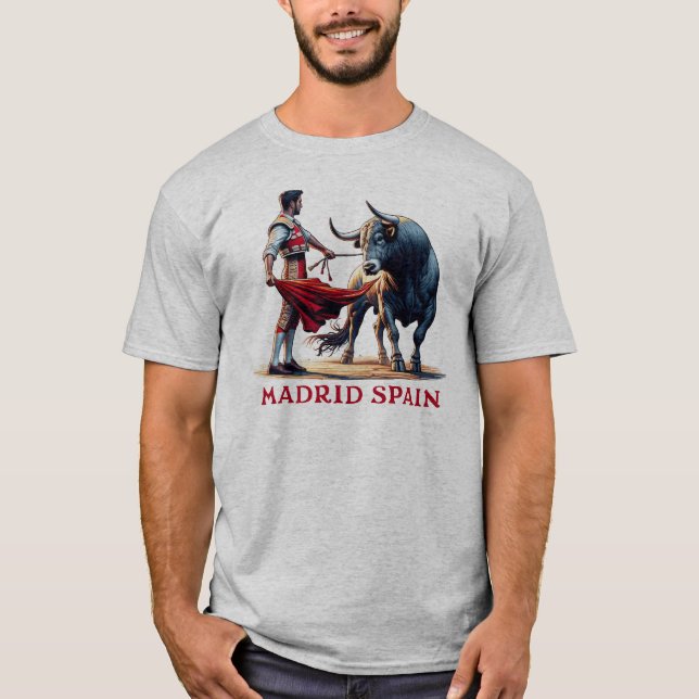 Madrid Spain Bull Fighting T Shirt (Framsida)