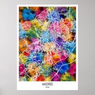 Madrid Spain City Karta Poster