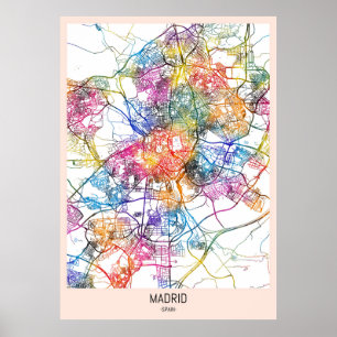 Madrid Spain City Karta Poster
