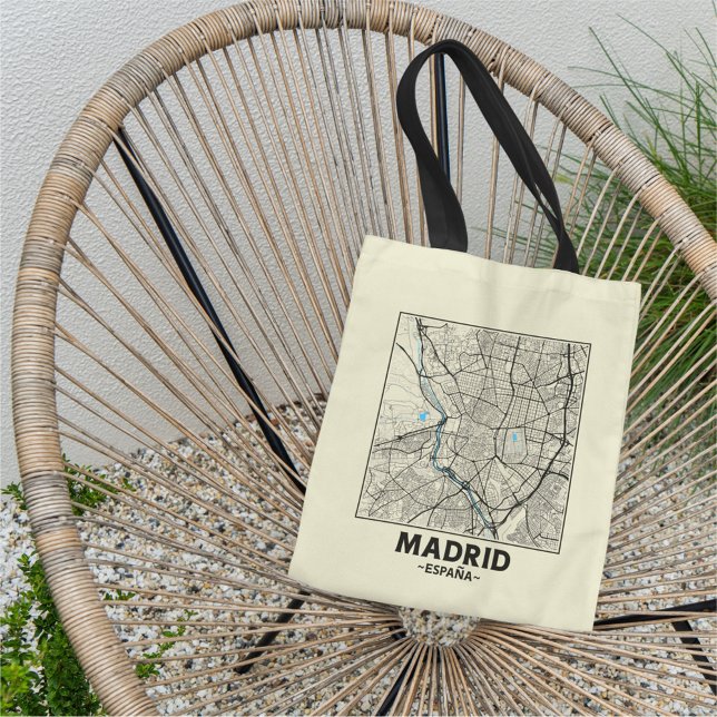 Madrid, Spain, City Map Tote Bag Tygkasse (Skapare uppladdad)