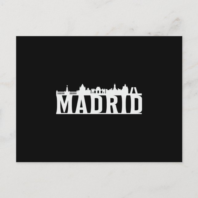 Madrid Spain City Skyline Cityscape Funny Gift Vykort (Framsida)