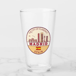 Madrid Spain City Skyline Emblem Glaskopp