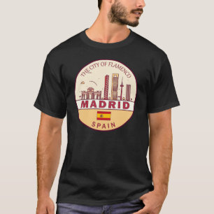 Madrid Spain City Skyline Emblem T Shirt