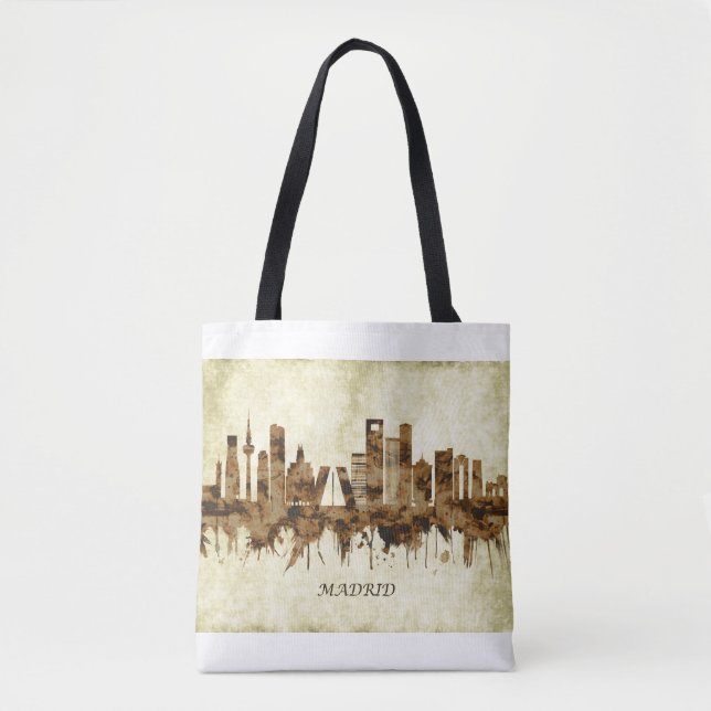 Madrid Spain Cityscape Tygkasse (Framsida)