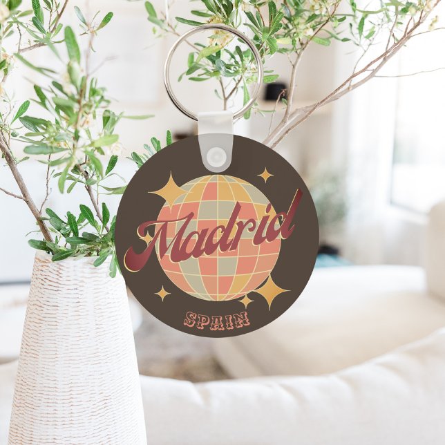 Madrid Spain Disco boll Retro Vintage Nyckelring (Skapare uppladdad)