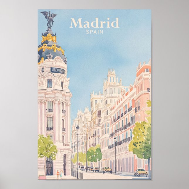 Madrid Spain Gouache Paint Illustration Travel Poster (Framsidan)