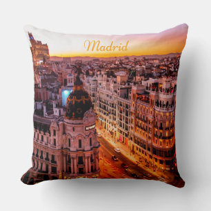 Madrid Spain Huvudstad City Skyline Kudde