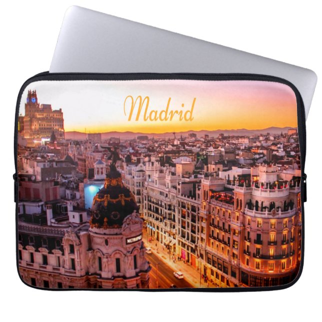 Madrid Spain Huvudstad City Skyline Laptop Fodral (Framsidan)