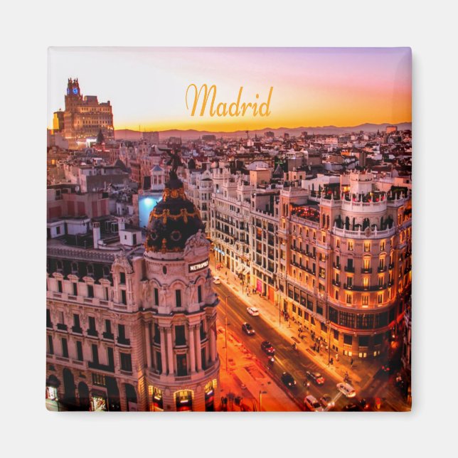 Madrid Spain Huvudstad City Skyline Magnet (Framsidan)
