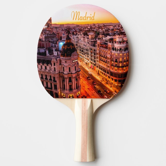 Madrid Spain Huvudstad City Skyline Pingisracket (Framsidan)