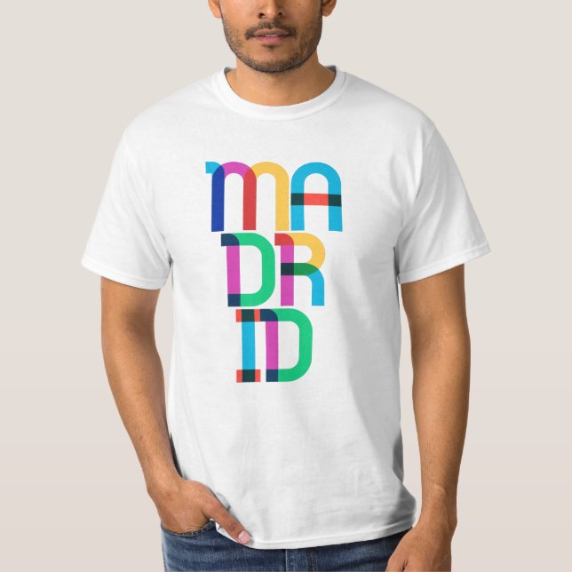 Madrid Spain Pop Art Brev T Shirt (Framsida)