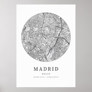 Madrid Spain Street Layout Karta Poster